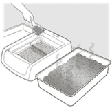 Sprinkle old litter into new box