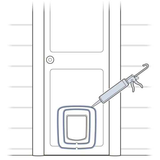 Apply caulk to exterior frame and adaptor