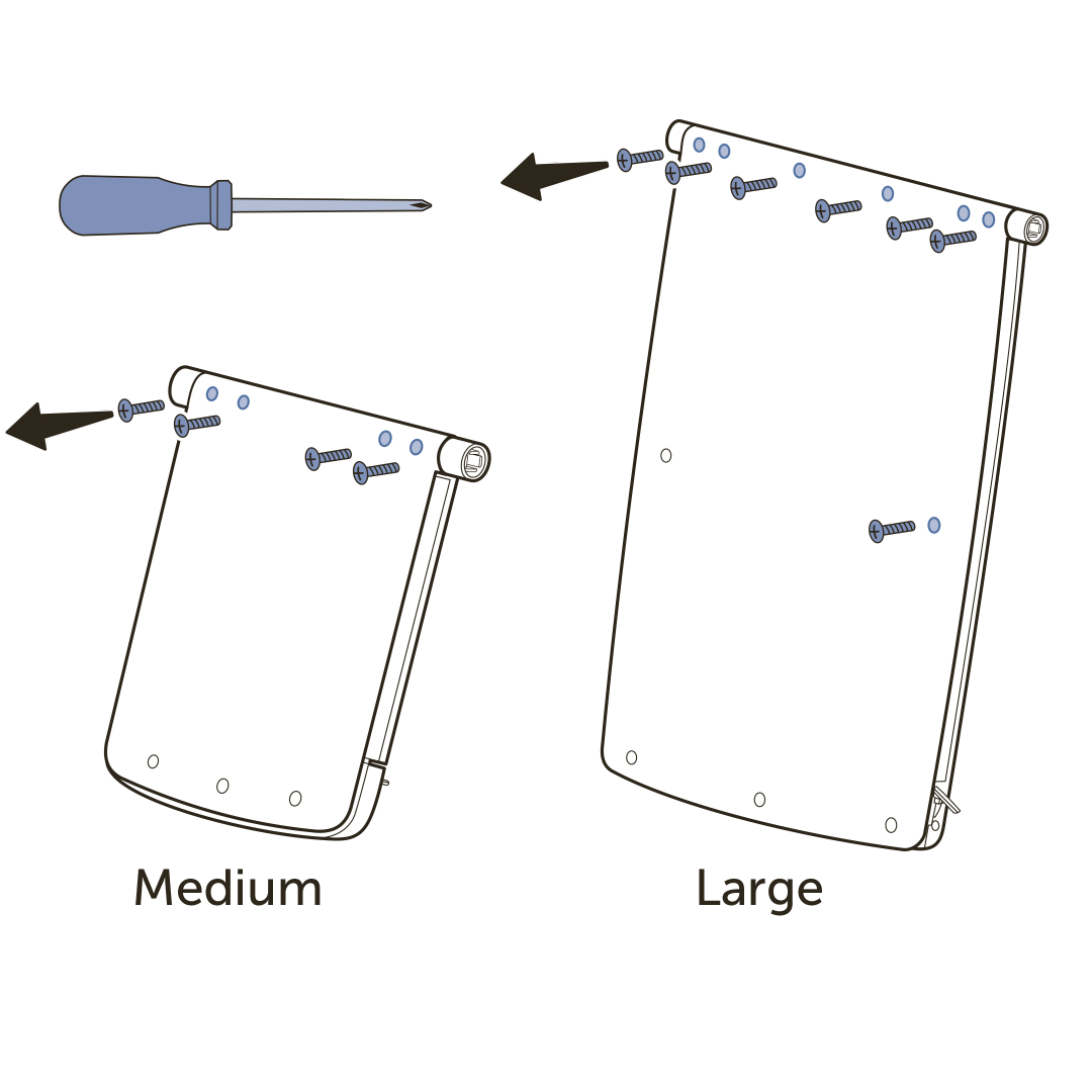 Remove screws from replacement flap