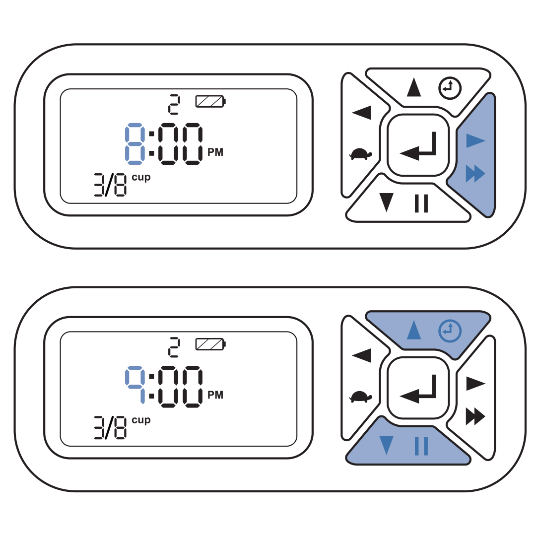 Select Hour Using The Right Button And Use Up-Down Button To Edit