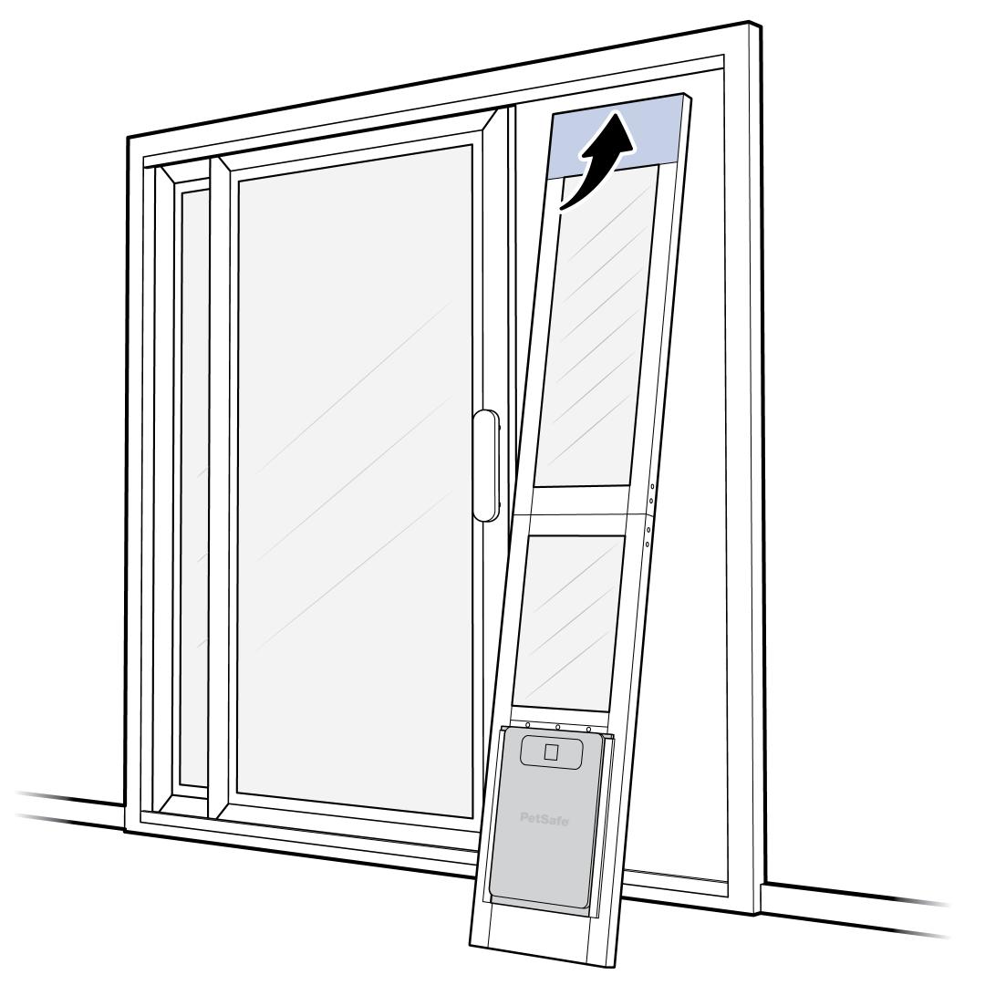 Insert Assembled Pet Door Into Upper Door Track