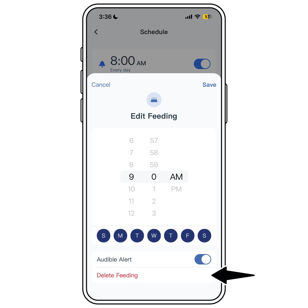 App_Select Schedule_Delete Feeding
