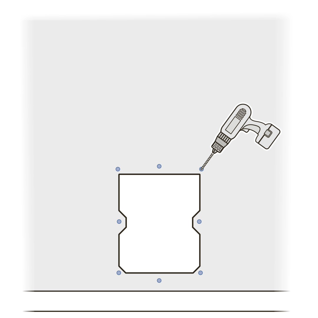 Drill holes in wall for interior assembly