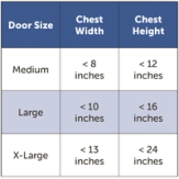 Sizing chart