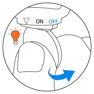  Turn the battery to the OFF position while the light is orange