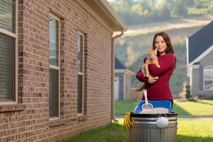 Woman holding cat