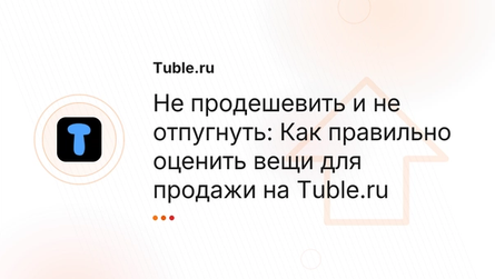 Не продешевить и не отпугнуть: Как правильно оценить вещи для продажи на Tuble.ru