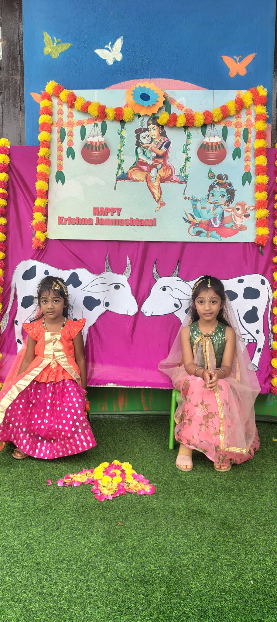 Kids dressed up for festival at T.I.M.E Kids play school Horamavu