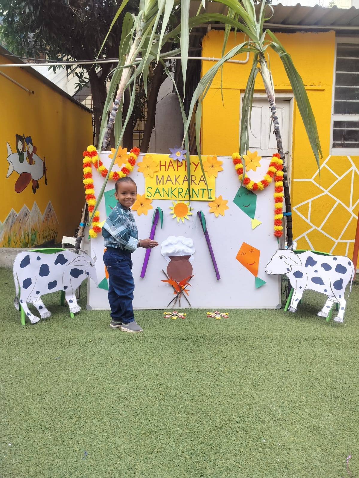 Children enjoying cultural activities at preschool in Horamavu