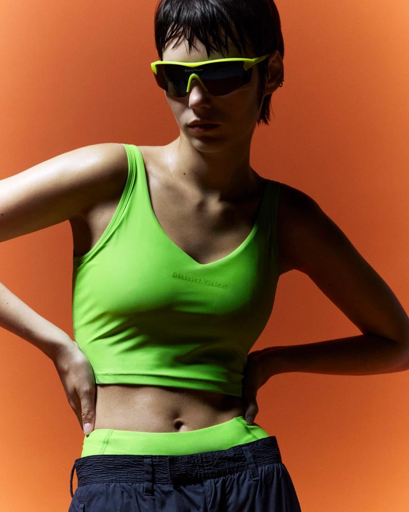 Cropped Recycled Light Support Bra, Lime