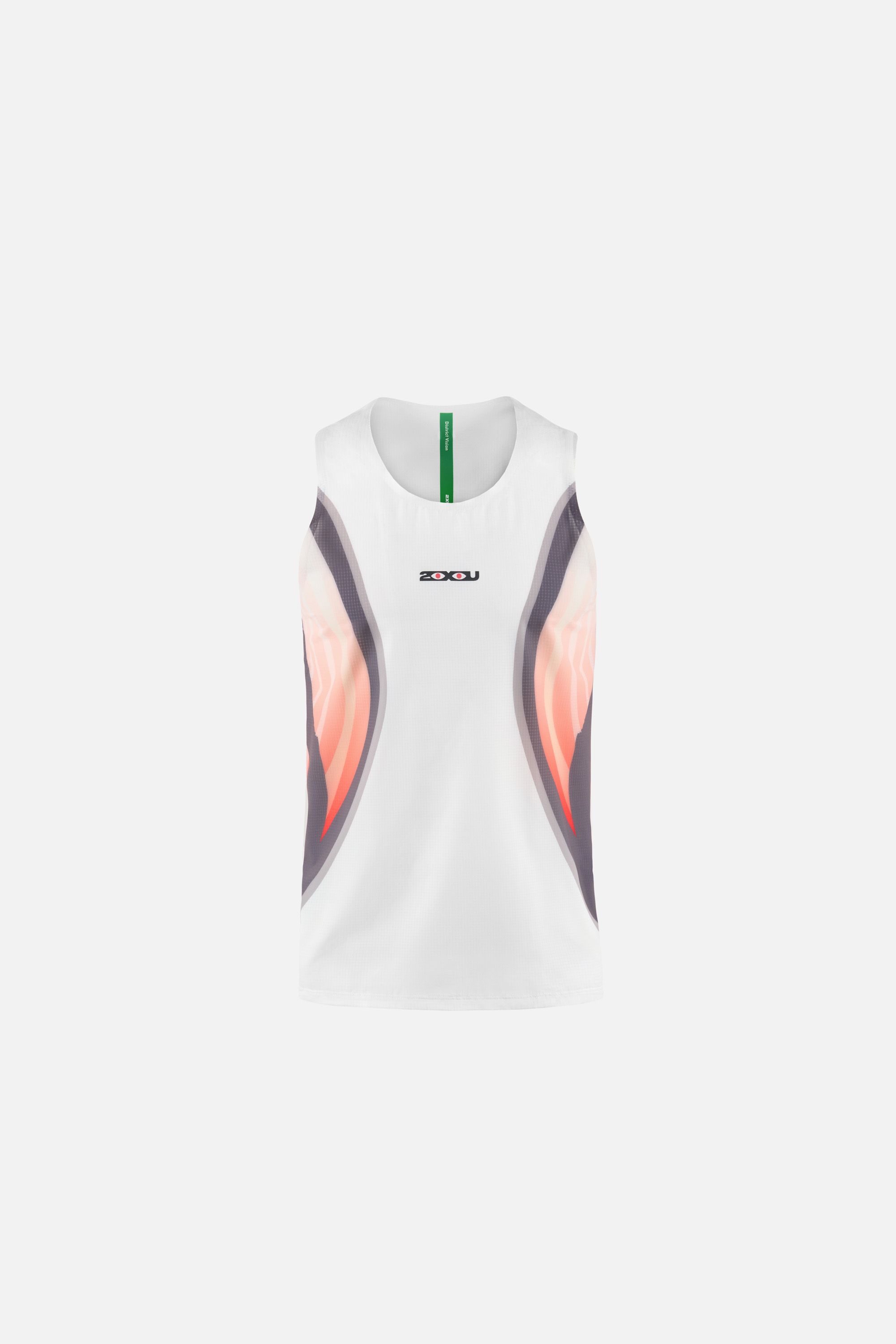 DV + 2XU Ultralight Singlet, White/Heat Visions