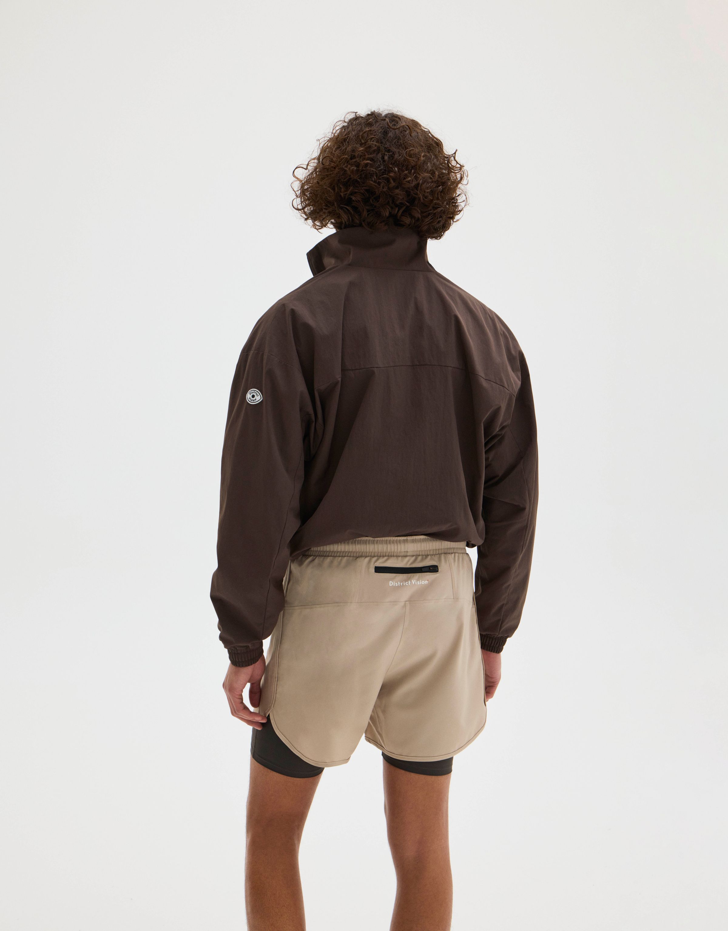 Layered Pocketed Trail Shorts, Khaki/Slate Brown