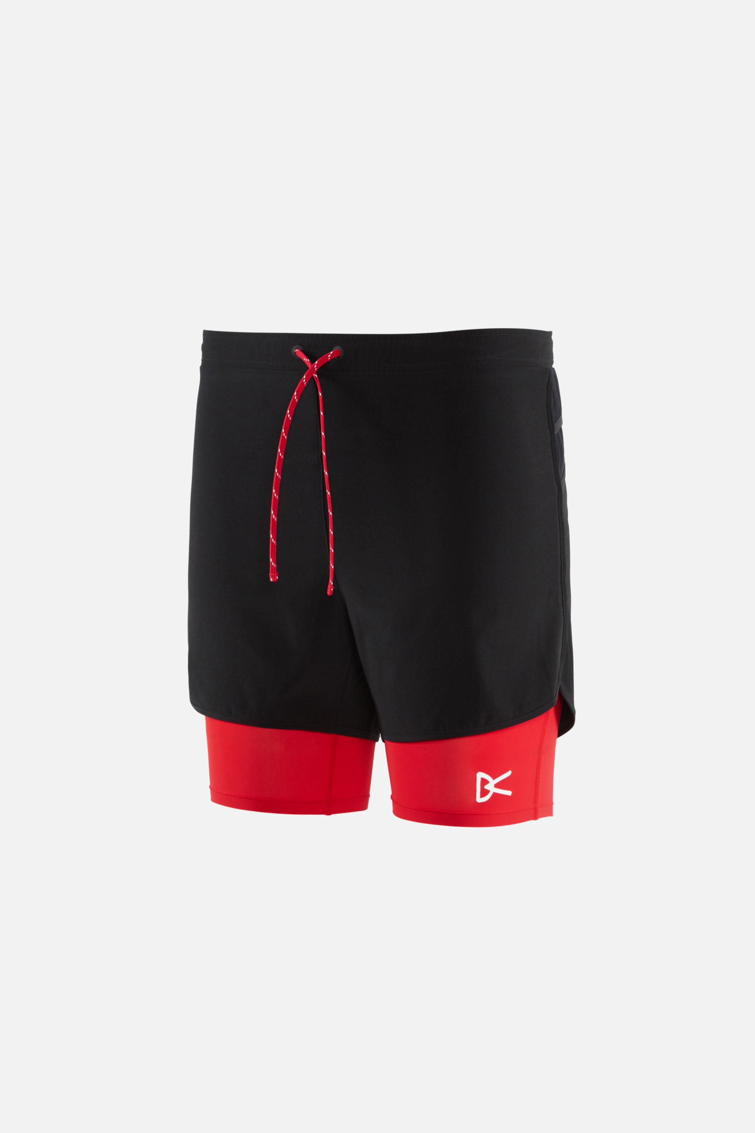 Aaron Layered Shorts, Black/Red