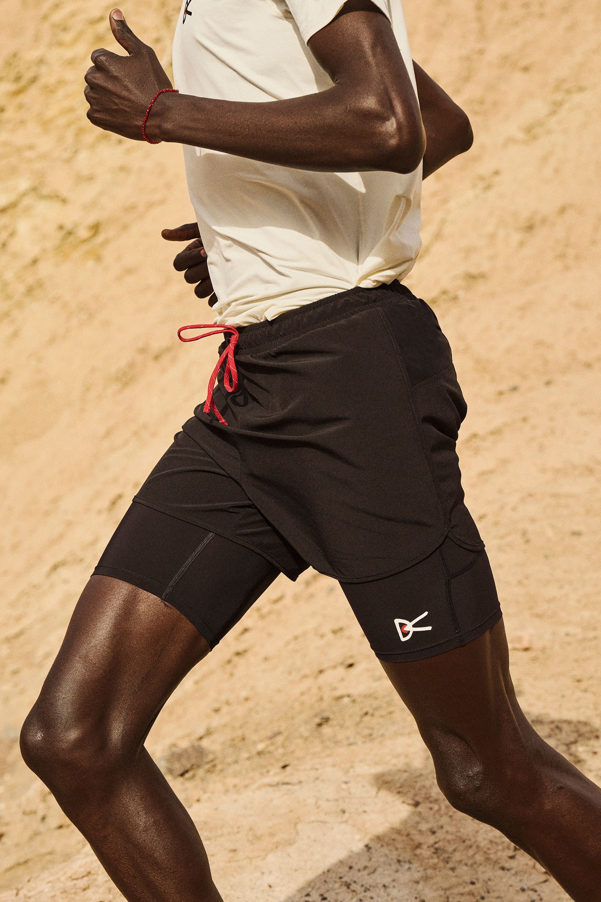 Layered Pocketed Trail Shorts, Black