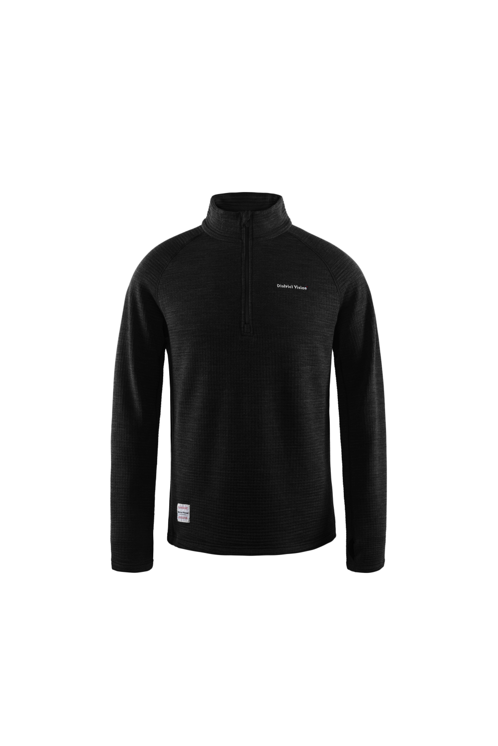 Half-Zip Merino Grid Fleece, Black