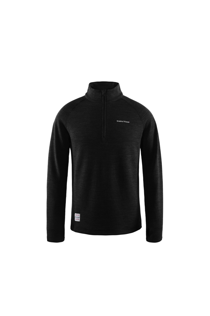 Half-Zip Merino Grid Fleece, Black