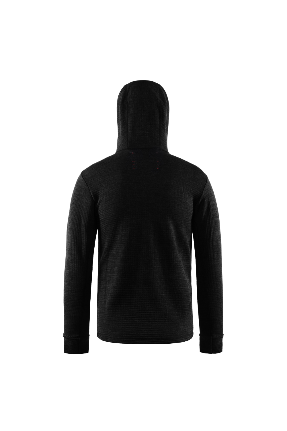 Hooded Merino Grid Fleece, Black