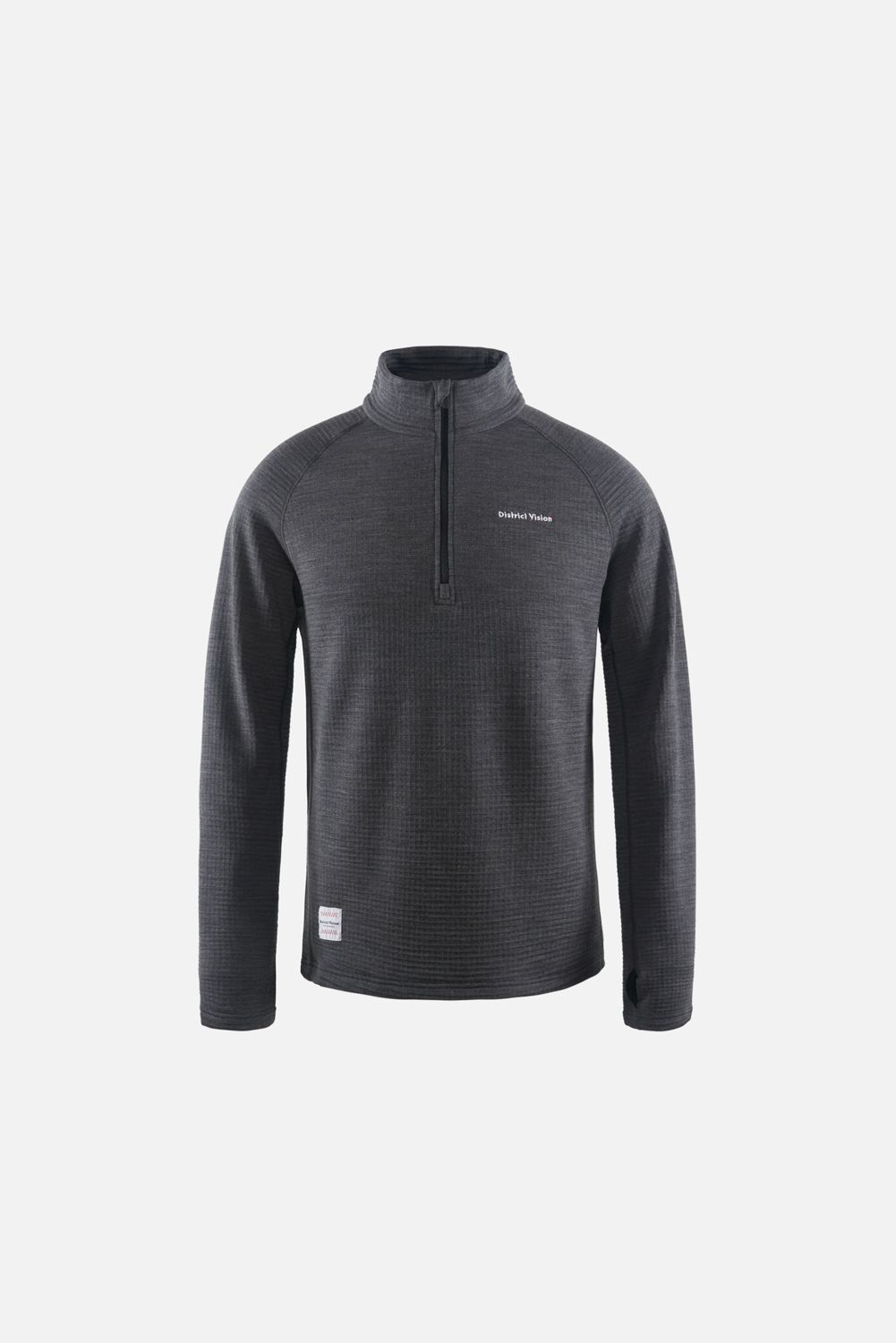 Half-Zip Merino Grid Fleece, Carbon