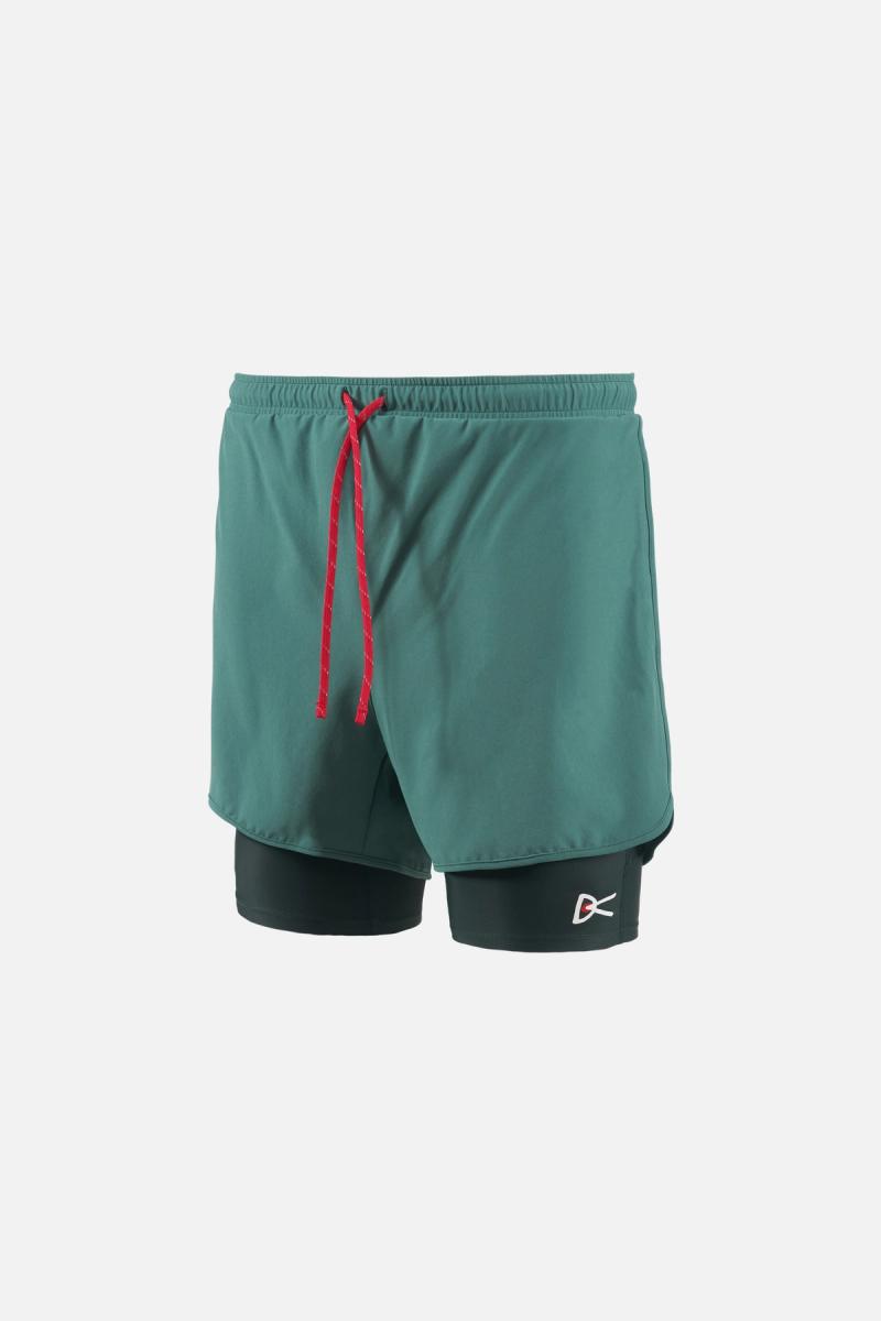 Layered Pocketed Trail Shorts, Pine
