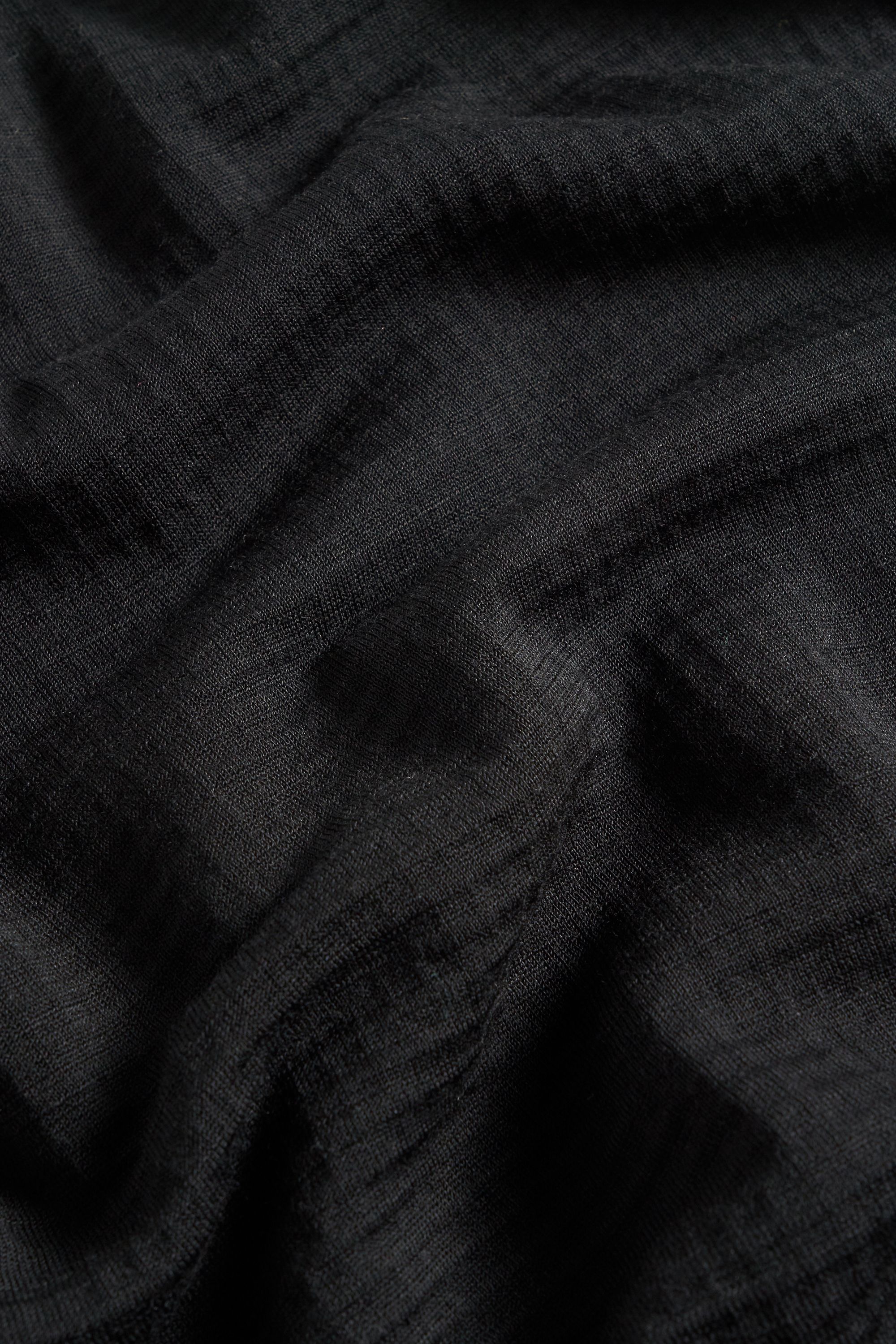 Hooded Merino Grid Fleece, Black