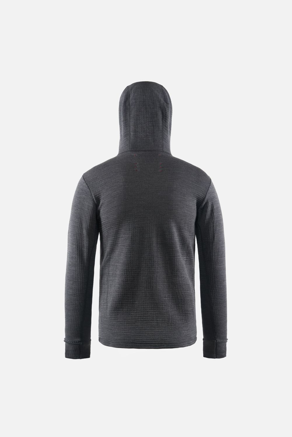 Hooded Merino Grid Fleece, Carbon