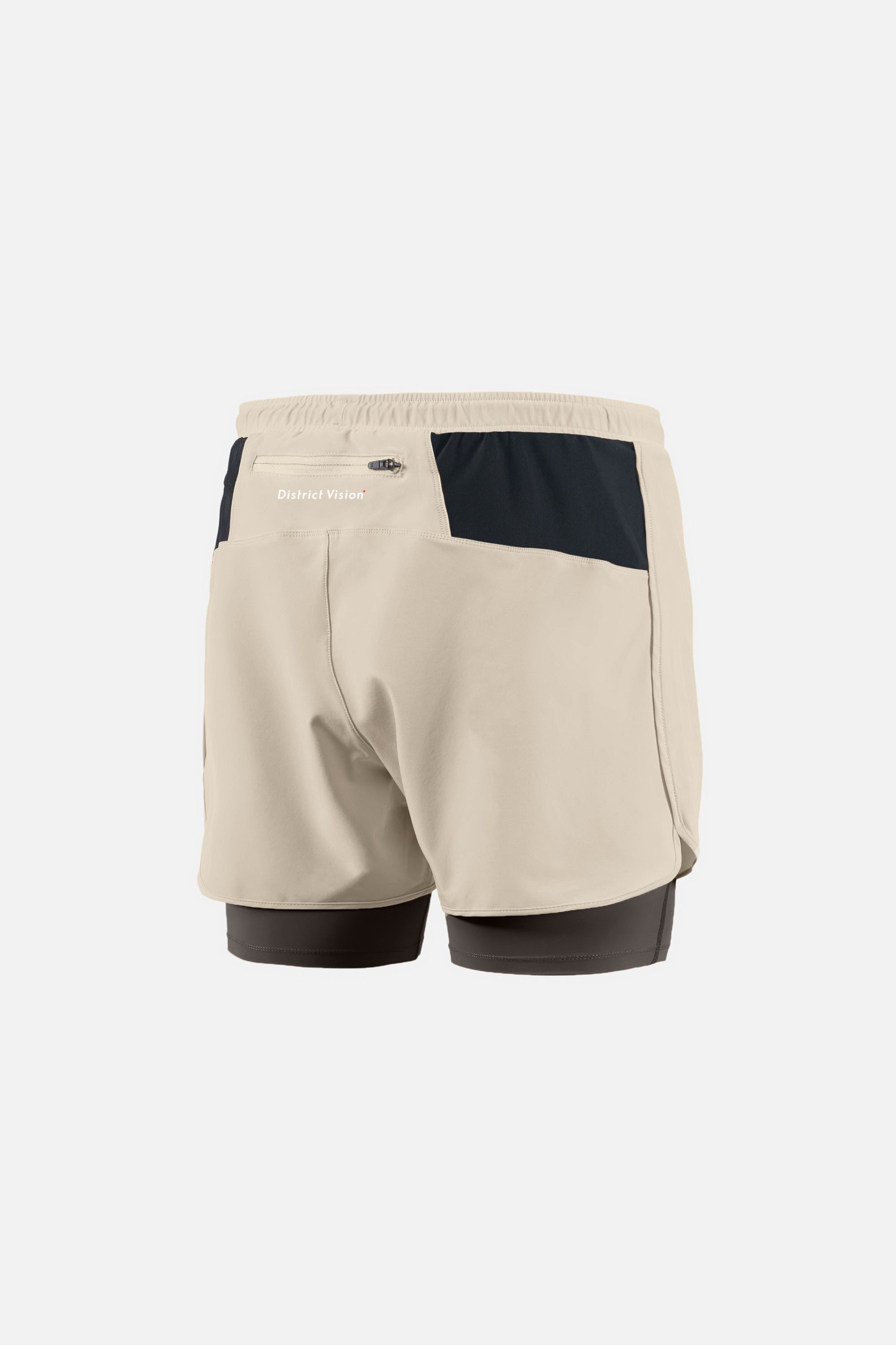 Layered Pocketed Trail Shorts, Khaki/Slate Brown