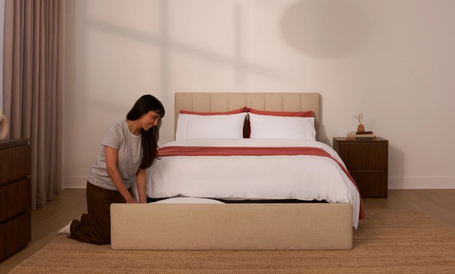 Upholstered Storage Bed Frame in Alabaster colour way