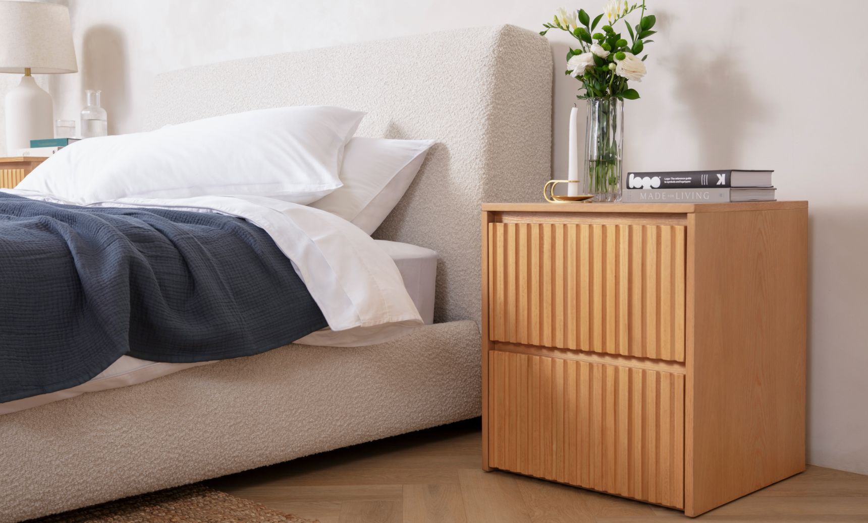 Wooden Nightstand in Natural colour way