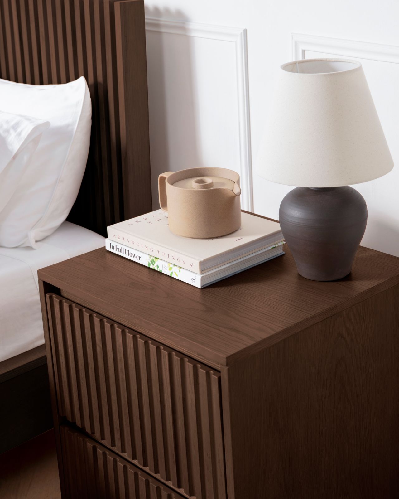 Wooden Nightstand in Smoke colour way