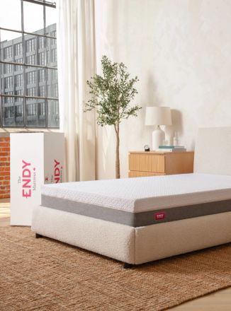 Endy Hybrid Mattress on an Endy Curve Bed Frame.