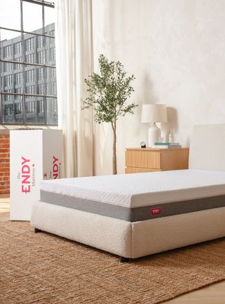 Endy Hybrid Mattress on an Endy Curve Bed Frame.