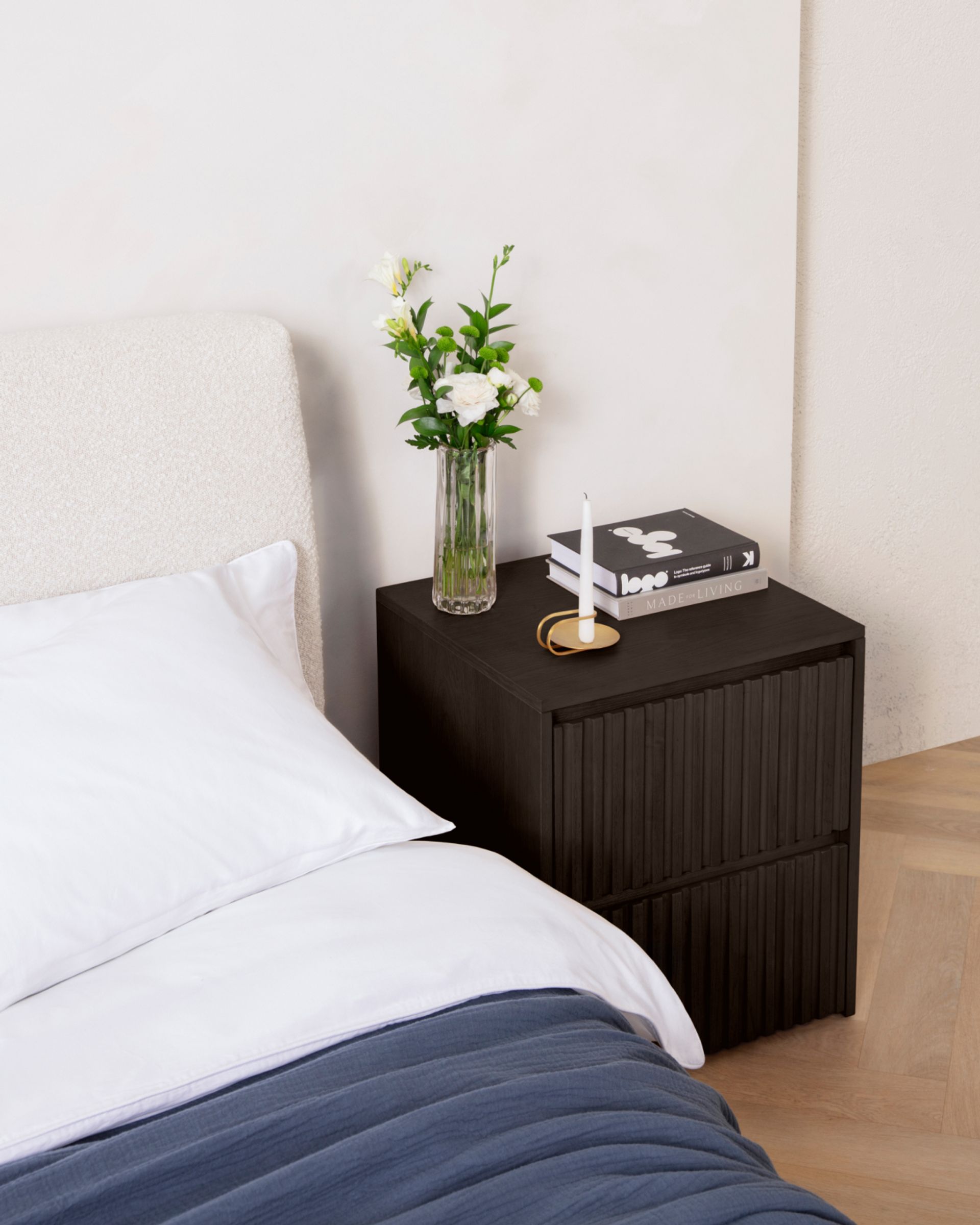 Wooden Nightstand in Black colour way