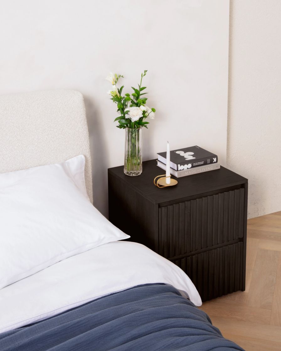 Wooden Nightstand in Black colour way