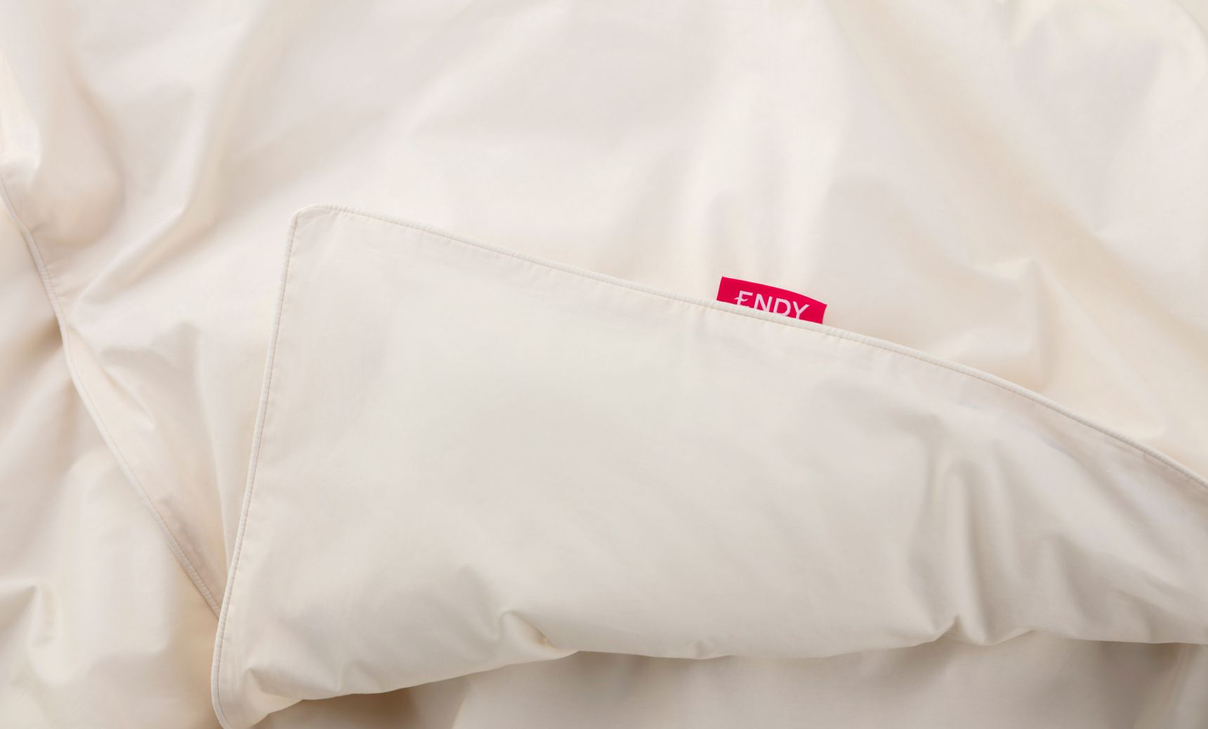 Endy Organic Cotton Duvet Cover (Percale) in Soft Cream colourway.