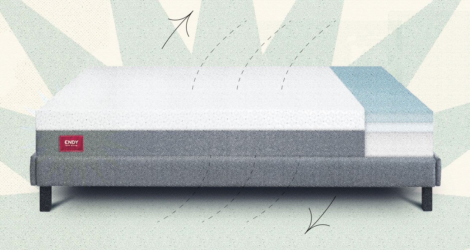 An illustration on an Endy Mattress on an Endy Platform Bed.