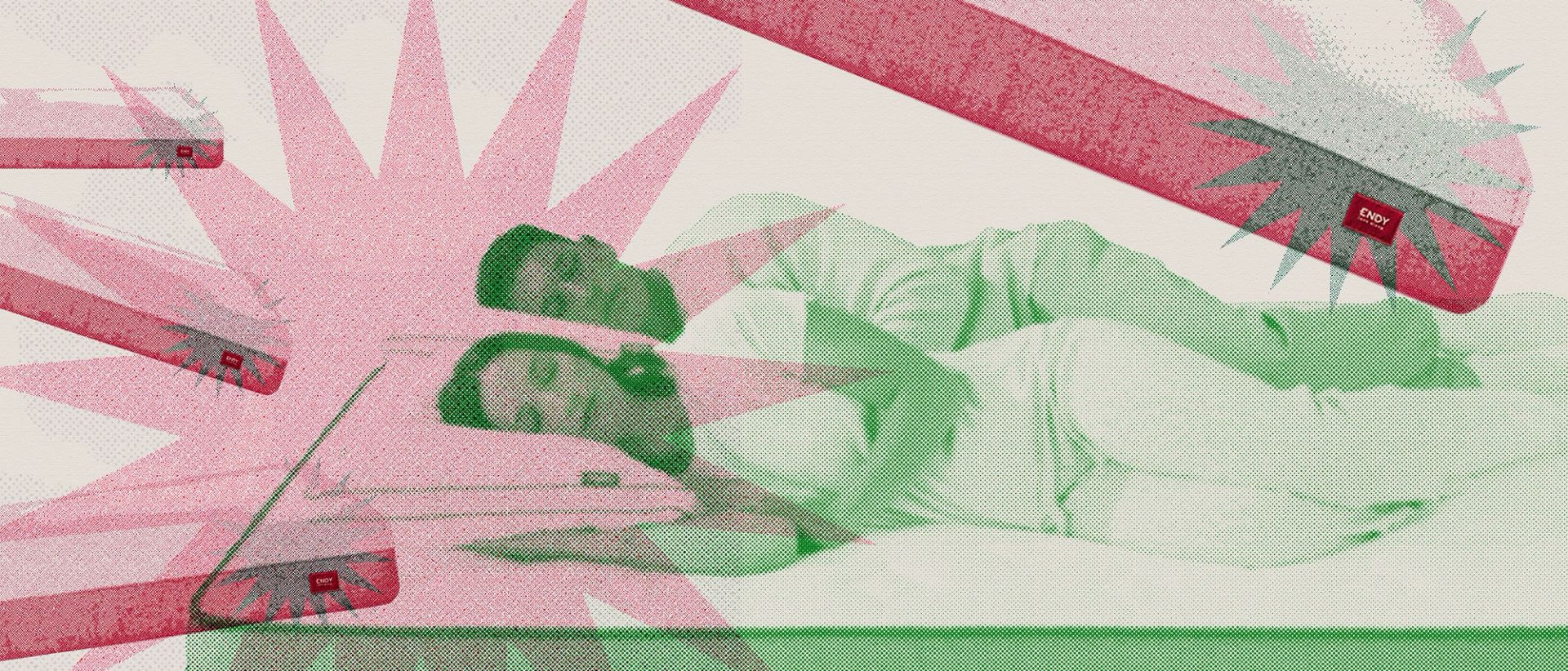 Illustration of couple sleeping on their side on an Endy