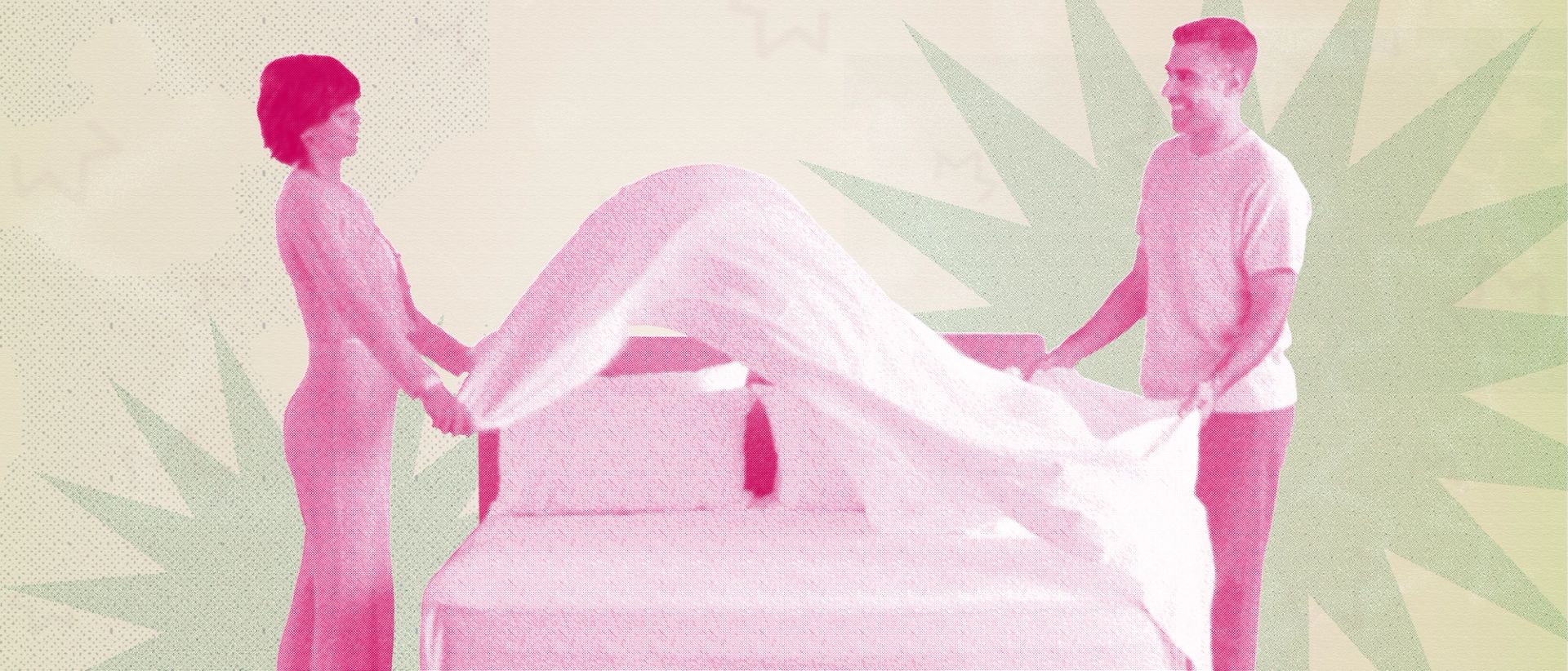 A man and woman putting on sheets on their Endy Mattress