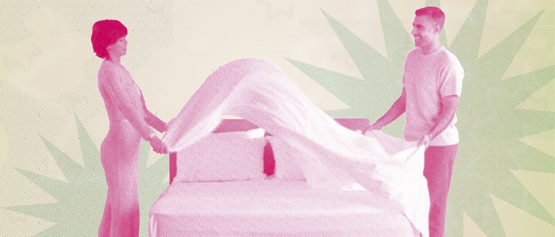 A man and woman putting on sheets on their Endy Mattress