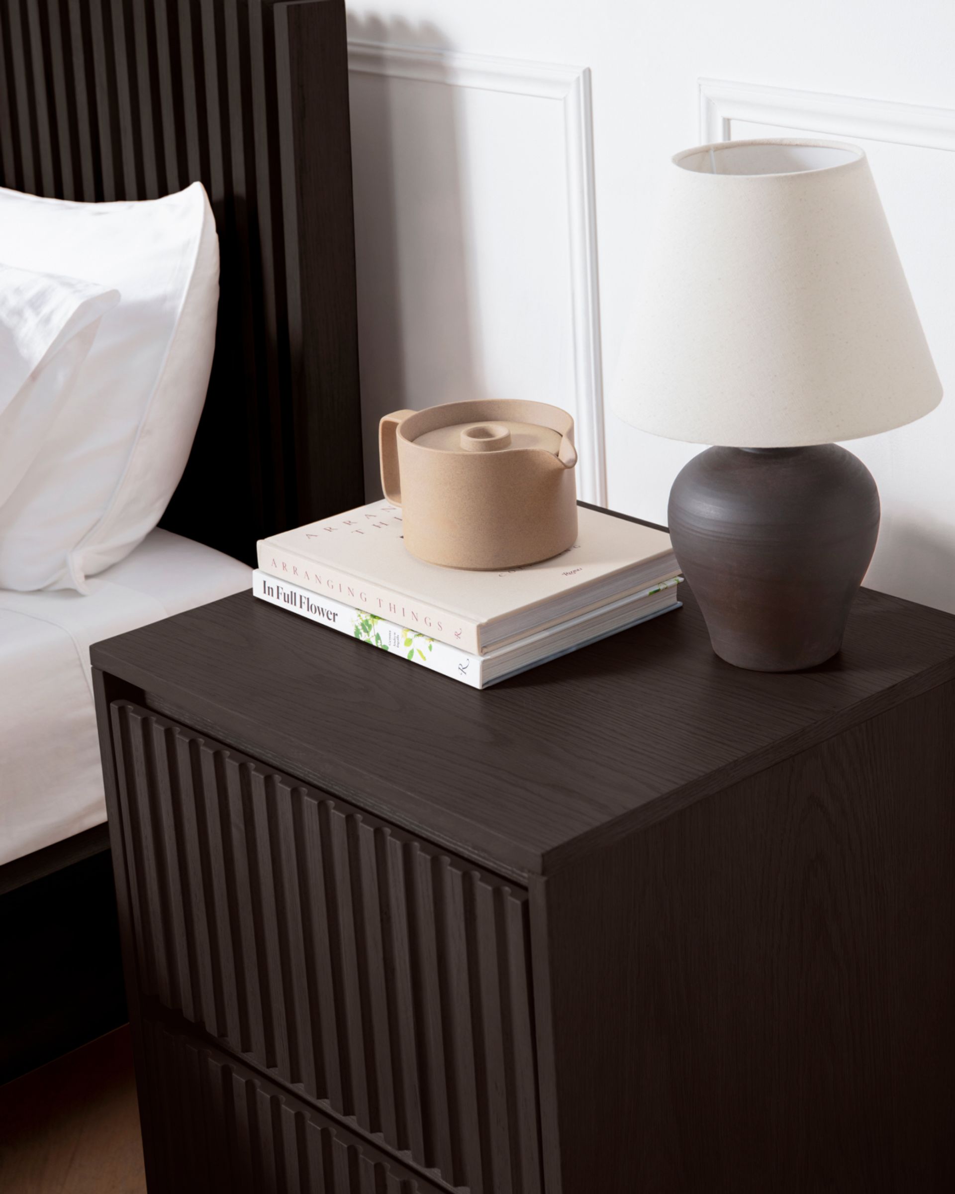 Wooden Nightstand in Black colour way