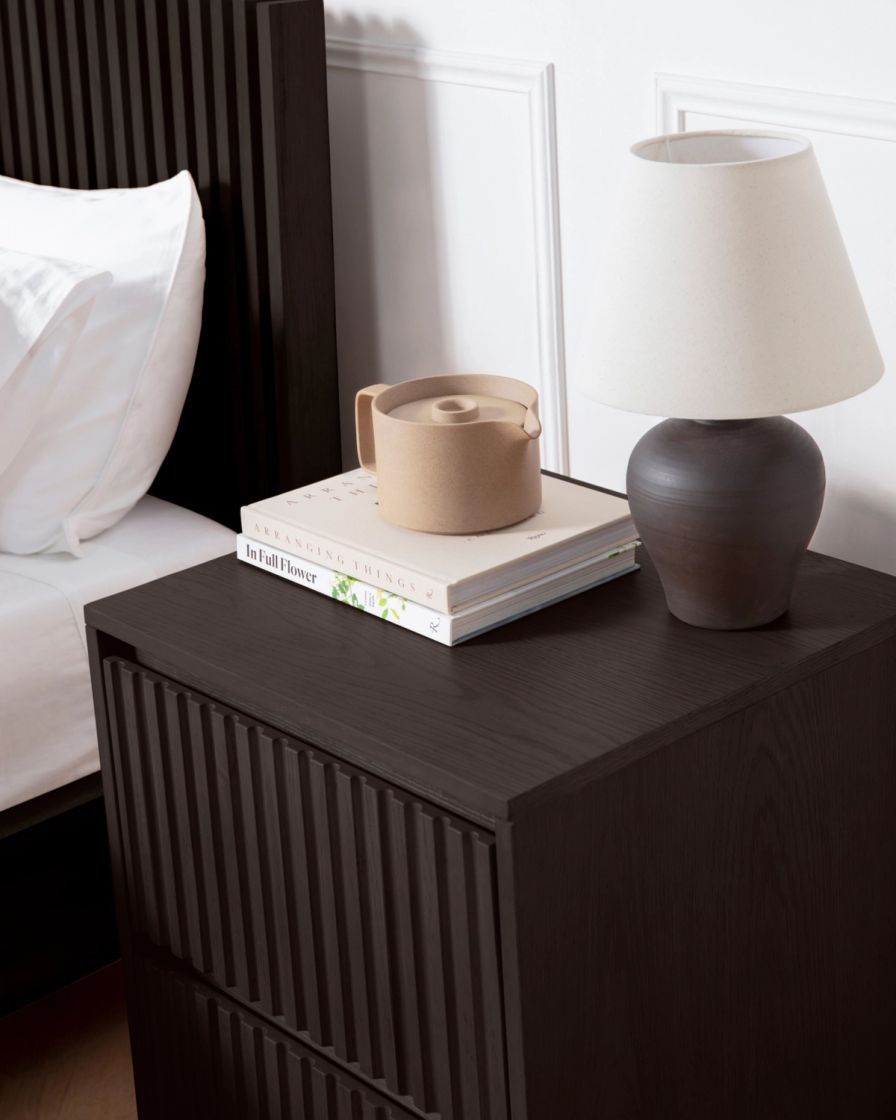 Wooden Nightstand in Black colour way