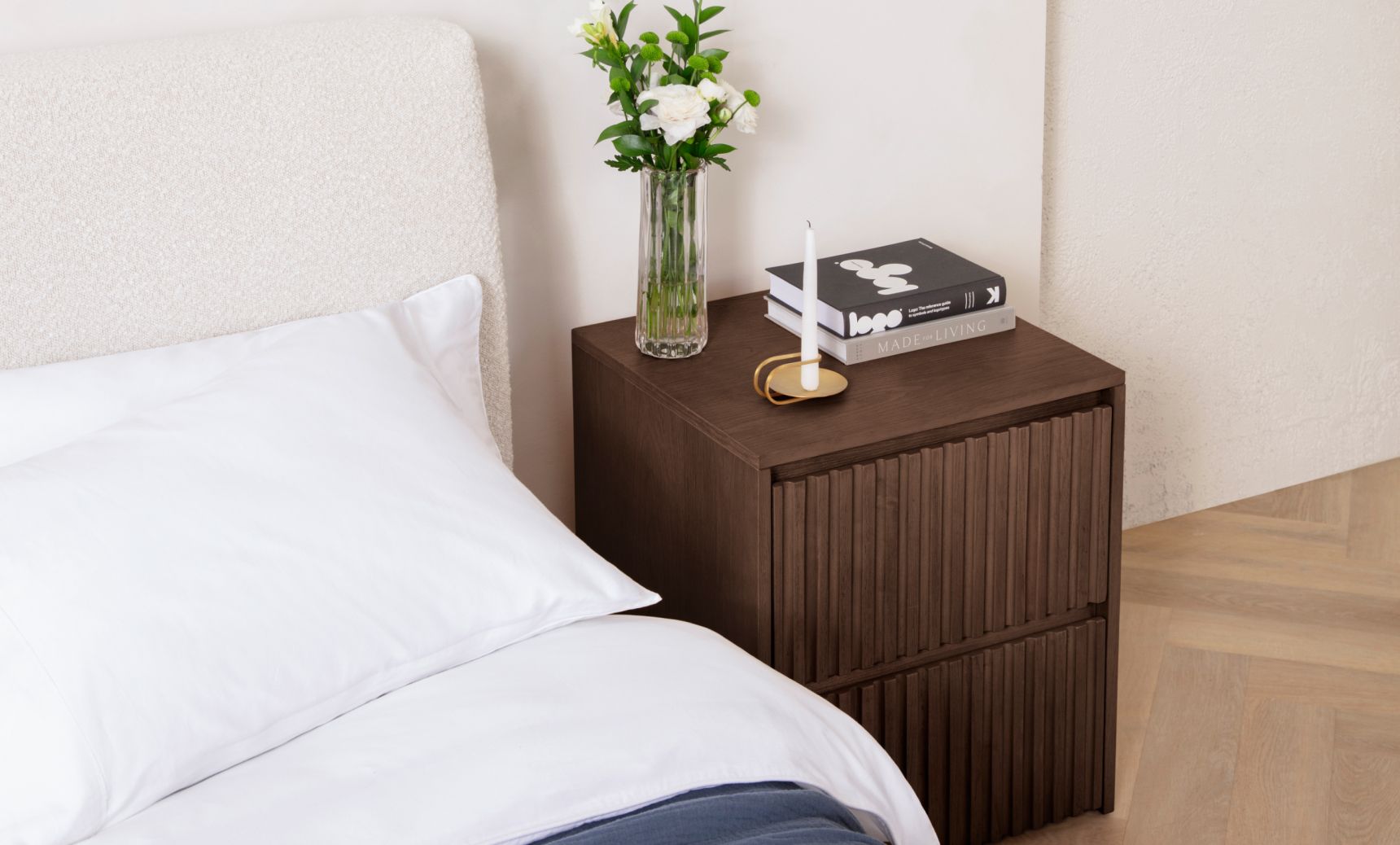 Wooden Nightstand in Smoke colour way