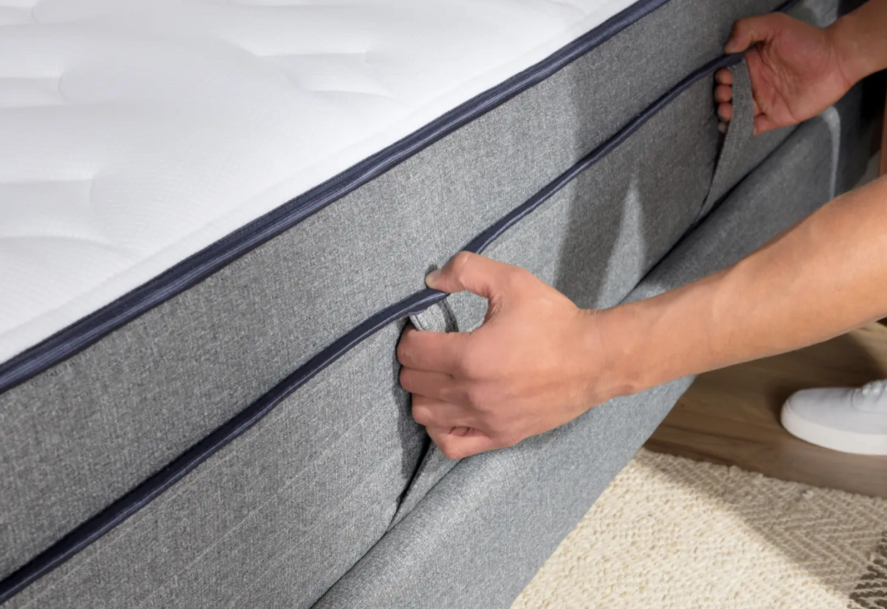 Cover detail of the Medium-Firm Endy Hybrid Mattress.