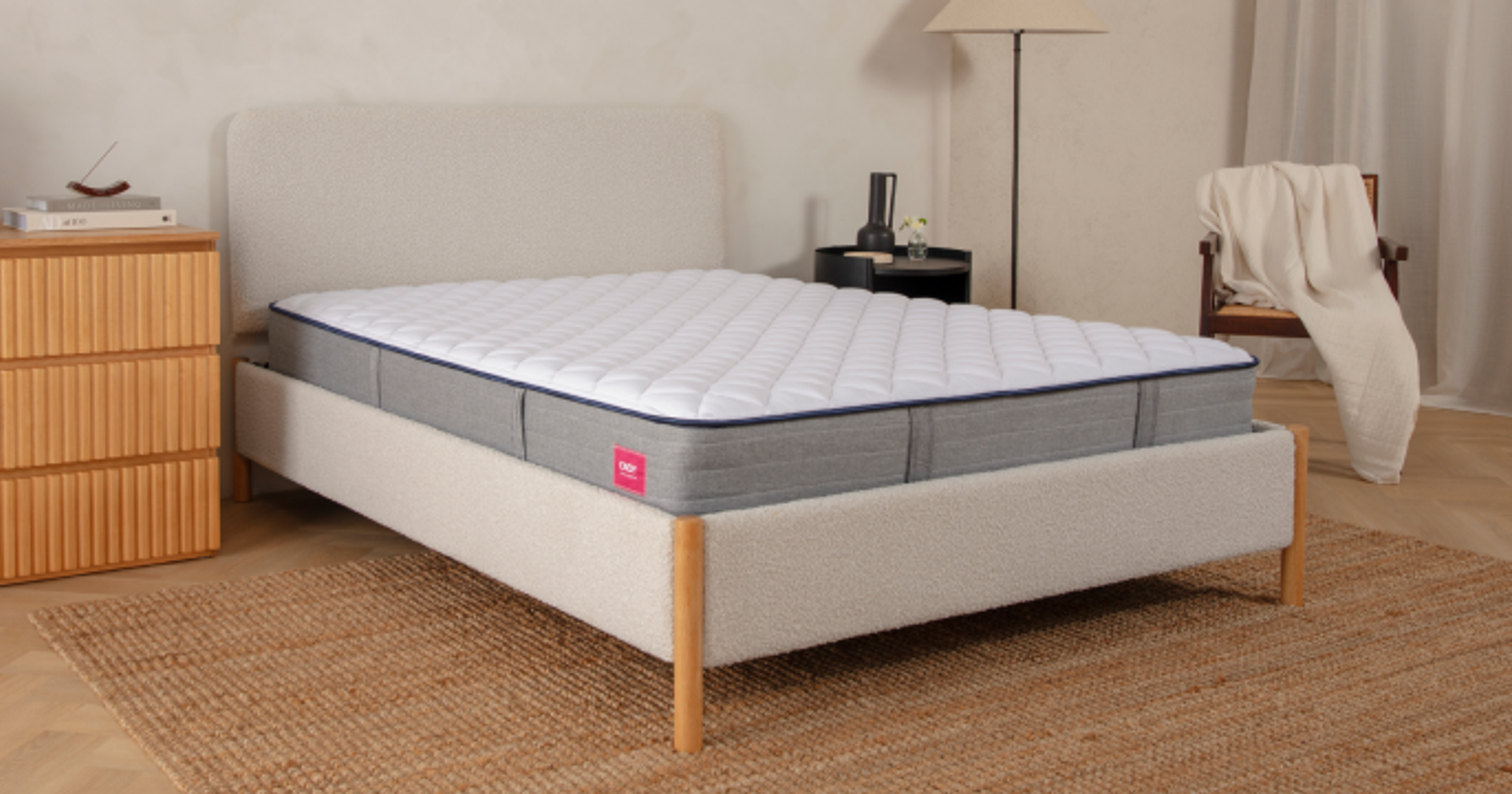 Bare Endy Mattress on a white bed frame