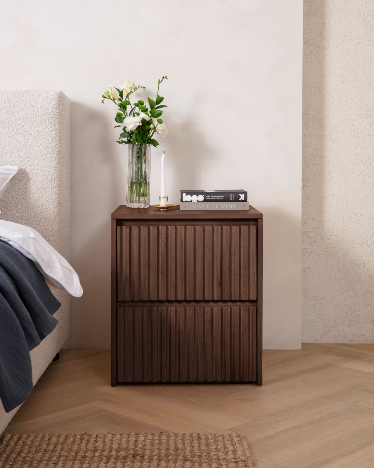Wooden Nightstand in Smoke colour way