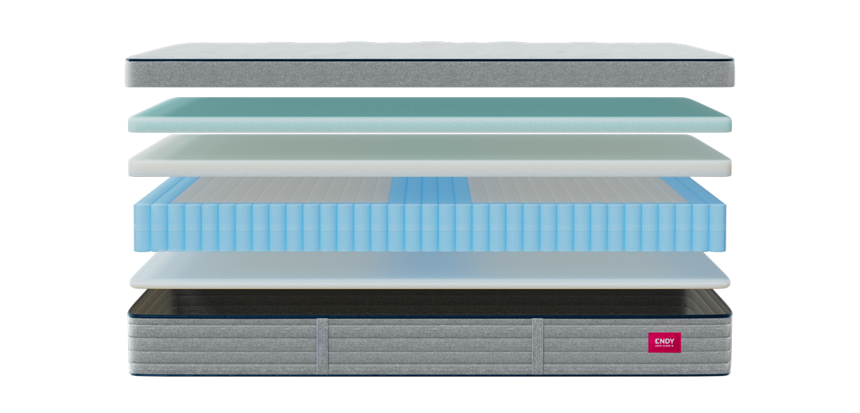 Dissection of the Medium-Firm Endy Hybrid Mattress layers.