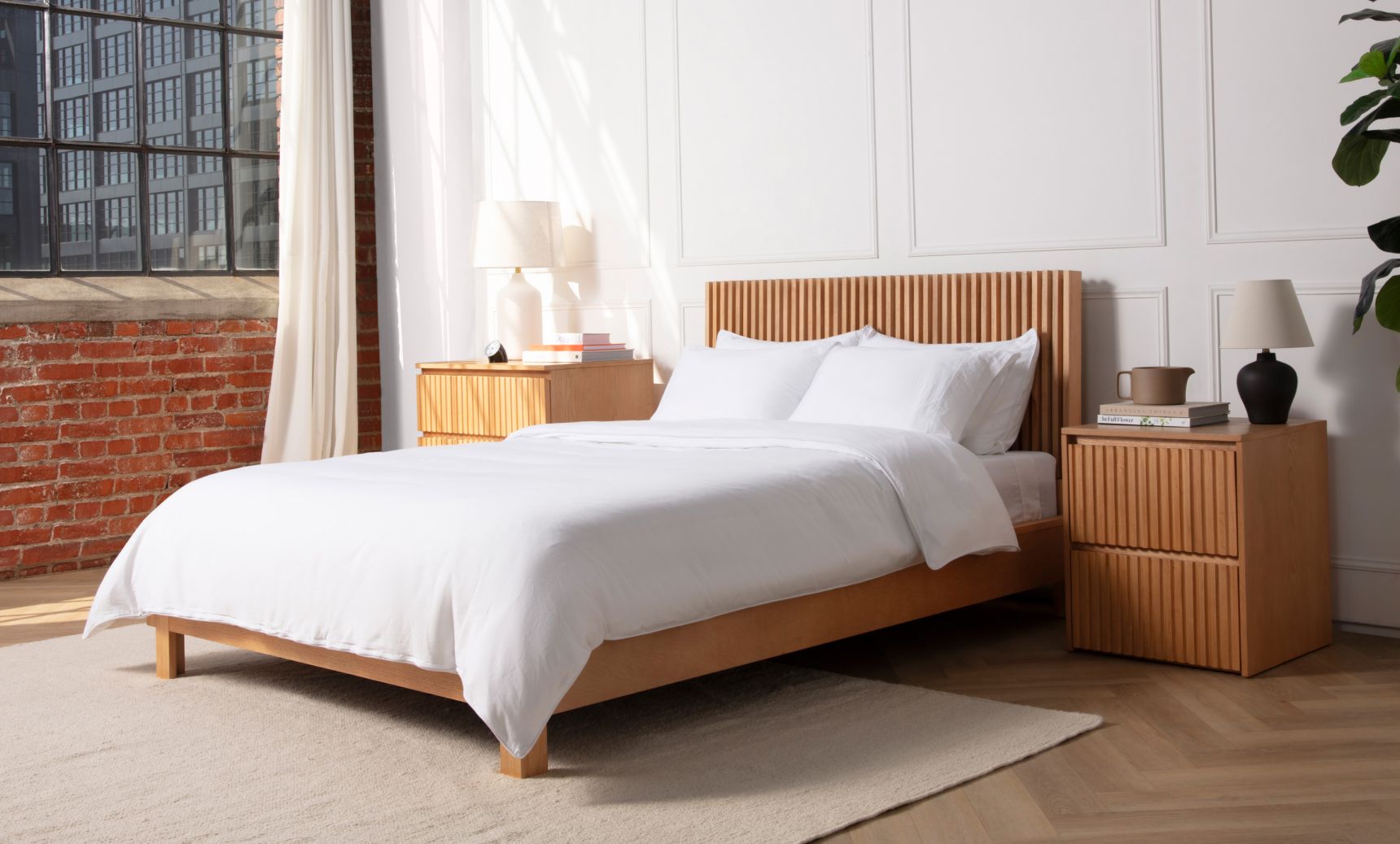 Wooden Bed in Natural colour way