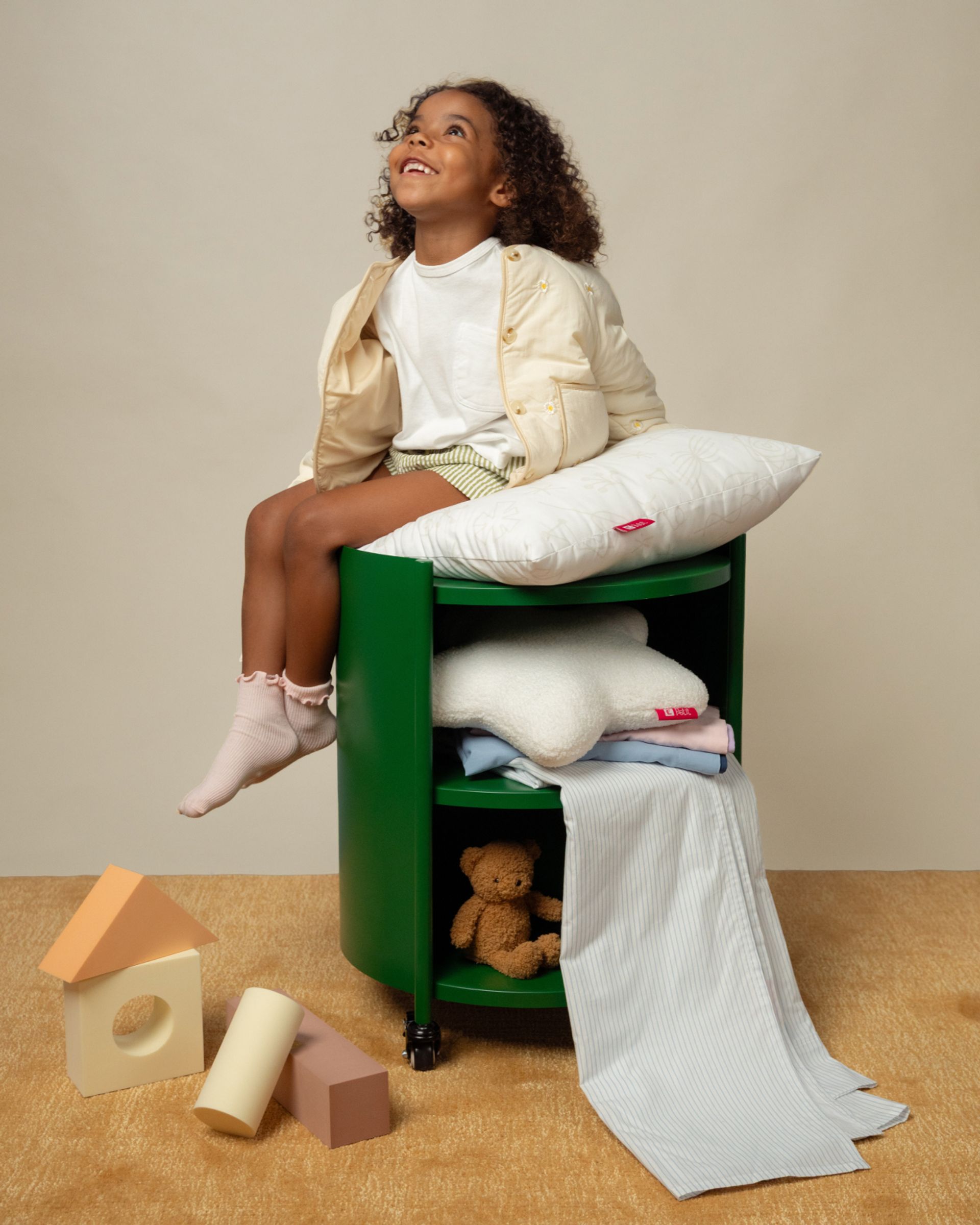 The Endy Kids Swivel Nightstand in green colour way