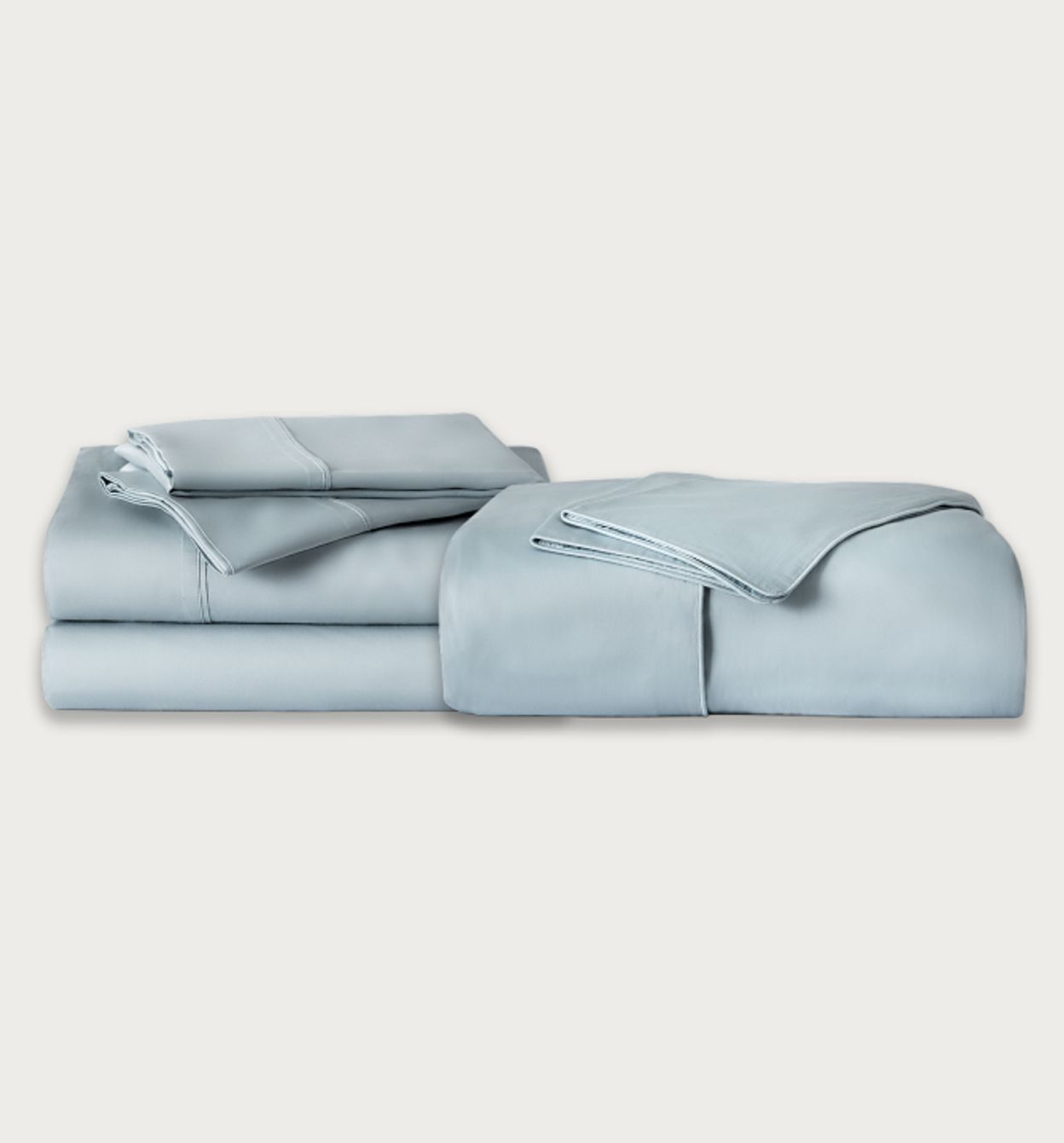 The Endy Sateen Bedding Bundle in Glacier Blue Colourway