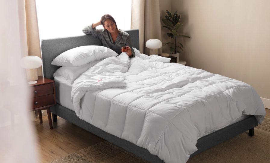 An Endy bed outfitted with The Endy Everyday Sleep Set.