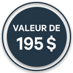 Un badge circulaire indiquant « Valeur de 195 $ »